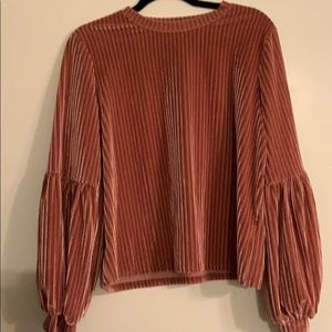 Balloon Sleeve Velvet Top